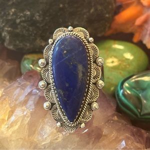 Lapis lazuli Southwestern 925 solid sterling silver ring